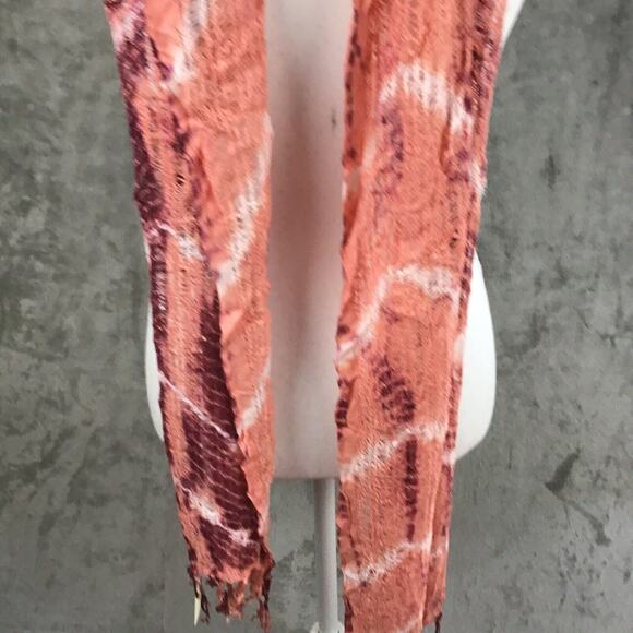 Collection 18 Women’s Rose Quartz Tie Dye Scarf Fringe Wrap 12x80 NWT - Picture 8 of 16